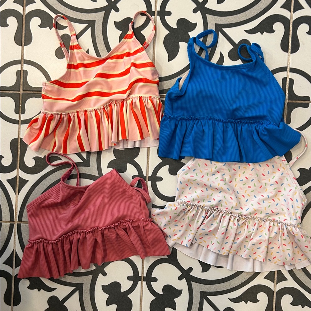 Kortni Jeane Colorful Kids' Ruffle Tank Tops Set- 4 total